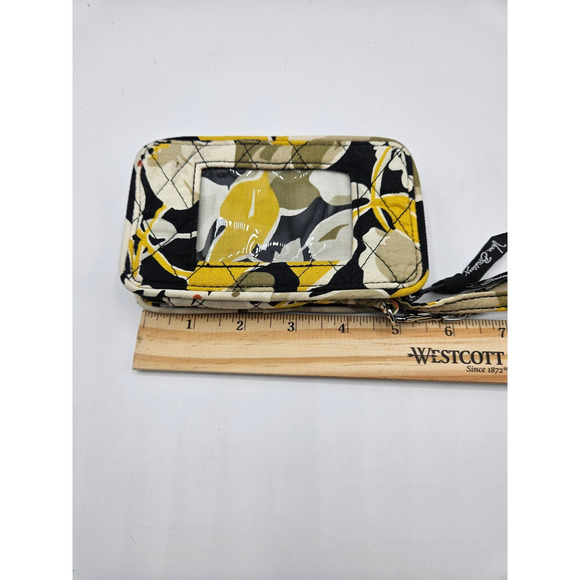Vera Bradley Women's Wrislet Card Holder Yellow Black White Floral - Picture 3 of 6